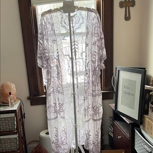 LC Lauren Conrad Lace Kimono in Light Lavender